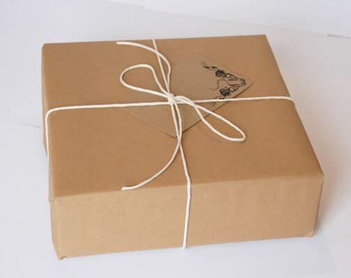 Brown paper parcels tied up with string